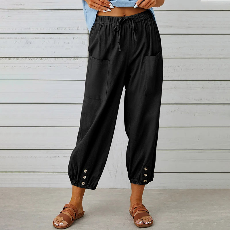 Dames broek met elastische taille – Comfort, stijl en functionaliteit in één ontwerp
