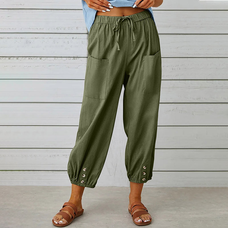 Dames broek met elastische taille – Comfort, stijl en functionaliteit in één ontwerp
