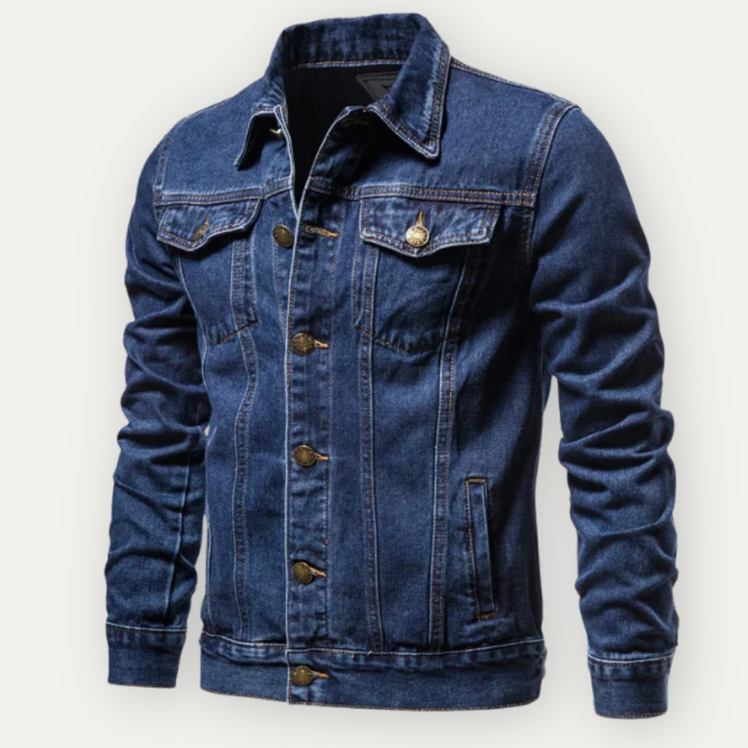 Lars | Robuuste denim herfstjas voor heren met klassieke trucker look