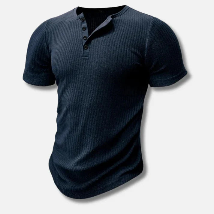 Sandro | Ademend slim-fit katoenmix zomer t-shirt voor heren met verfijnde Henley-knoopsluiting