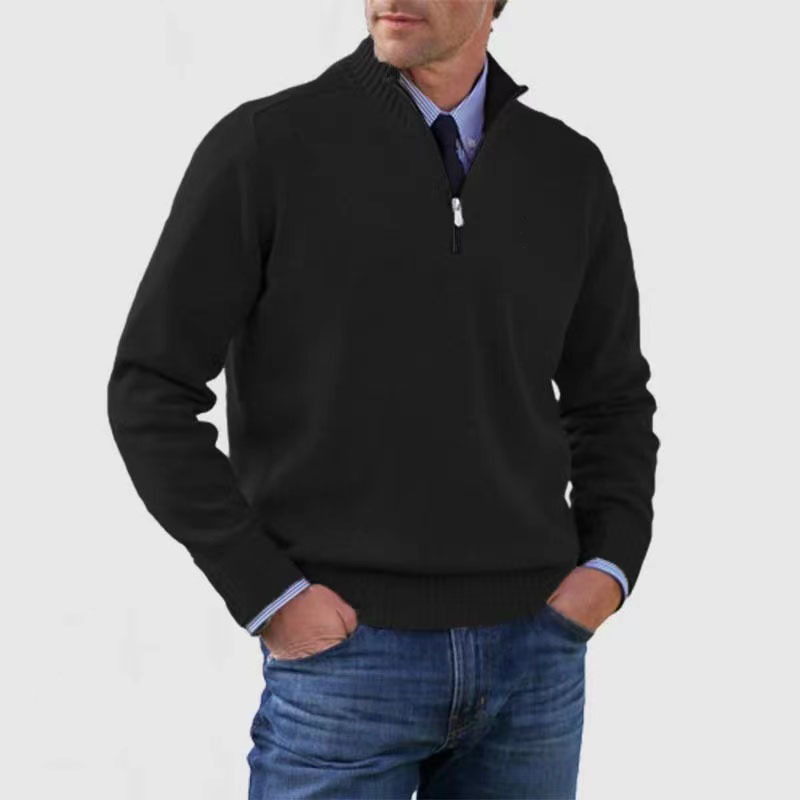 Tomasz | Pullover voor heren warm en zacht in katoenmix met een half-zip