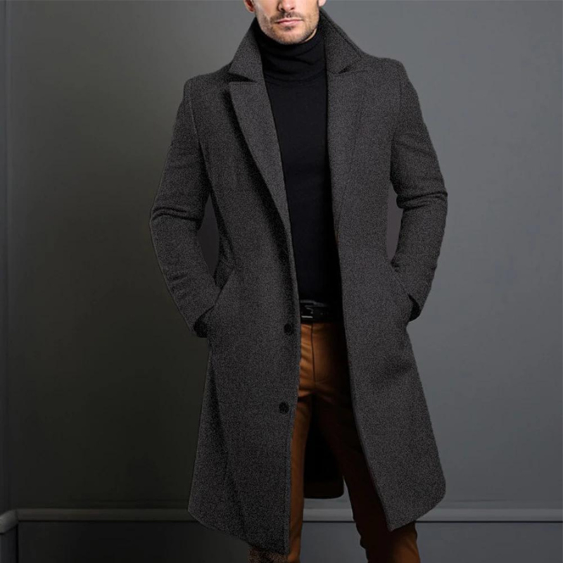 Sebastian | Elegante warme wollen herfstmantel voor heren met tijdloos getailleerd design