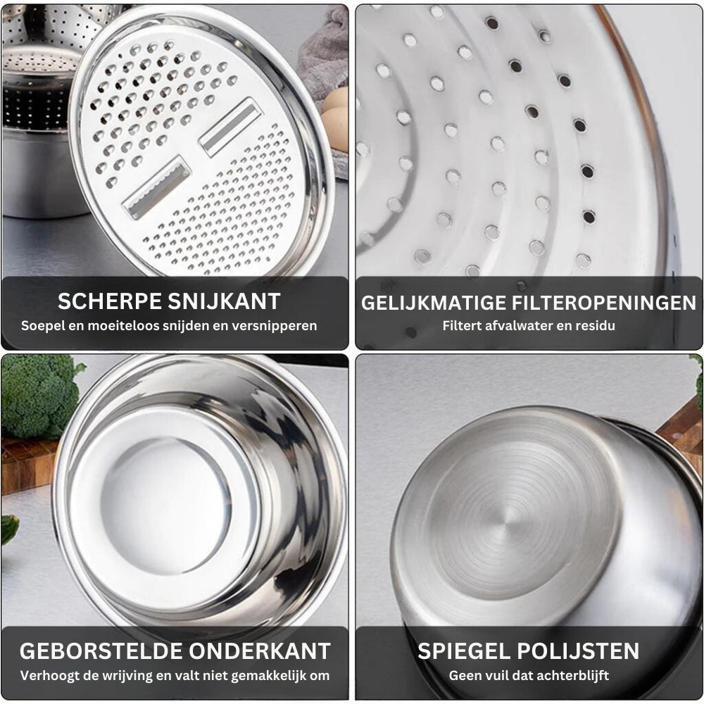 3-in-1 Roestvrijstalen Snijlade