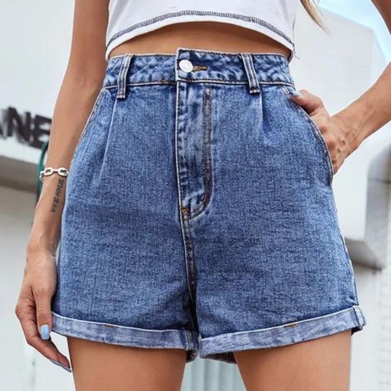 Karin - Denim shorts met hoge taille