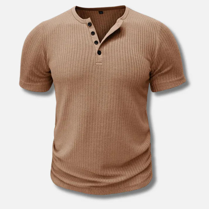 Sandro | Ademend slim-fit katoenmix zomer t-shirt voor heren met verfijnde Henley-knoopsluiting