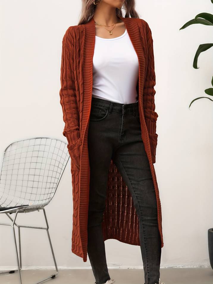 Jade - Bruine lange cardigan