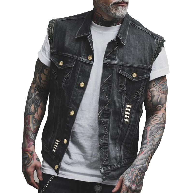 Hugo - Stijlvol denim gilet heren