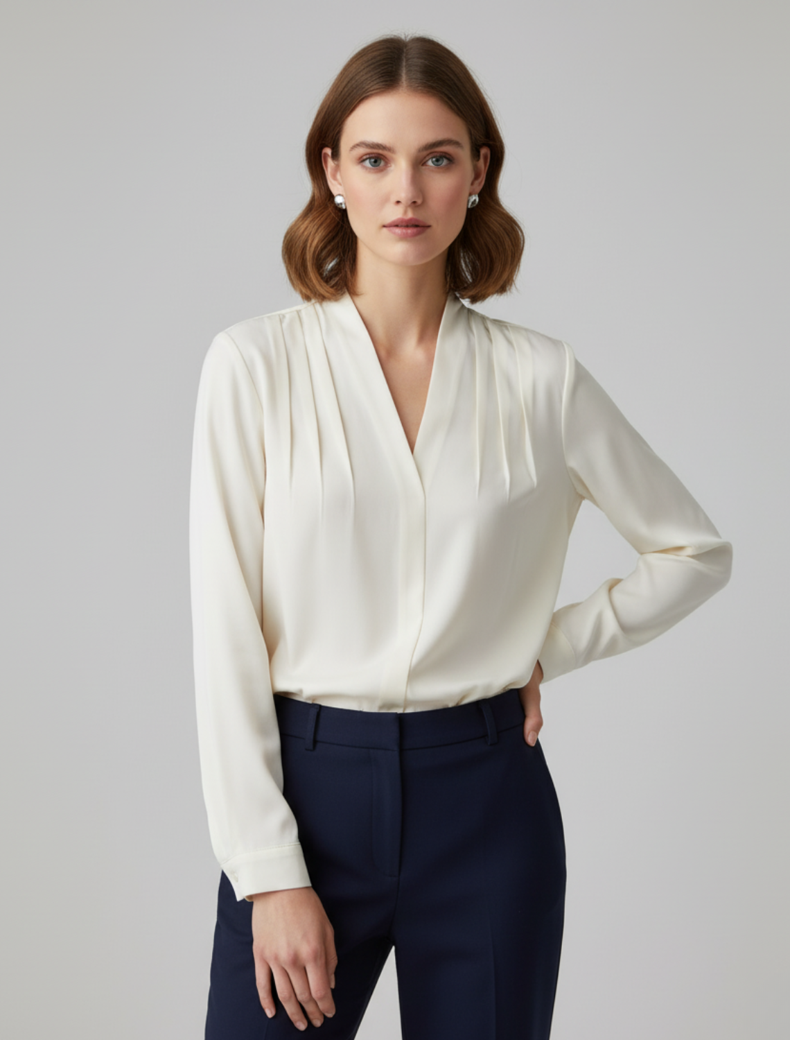 Fleur - Satijnen blouse met pofmouwen dames