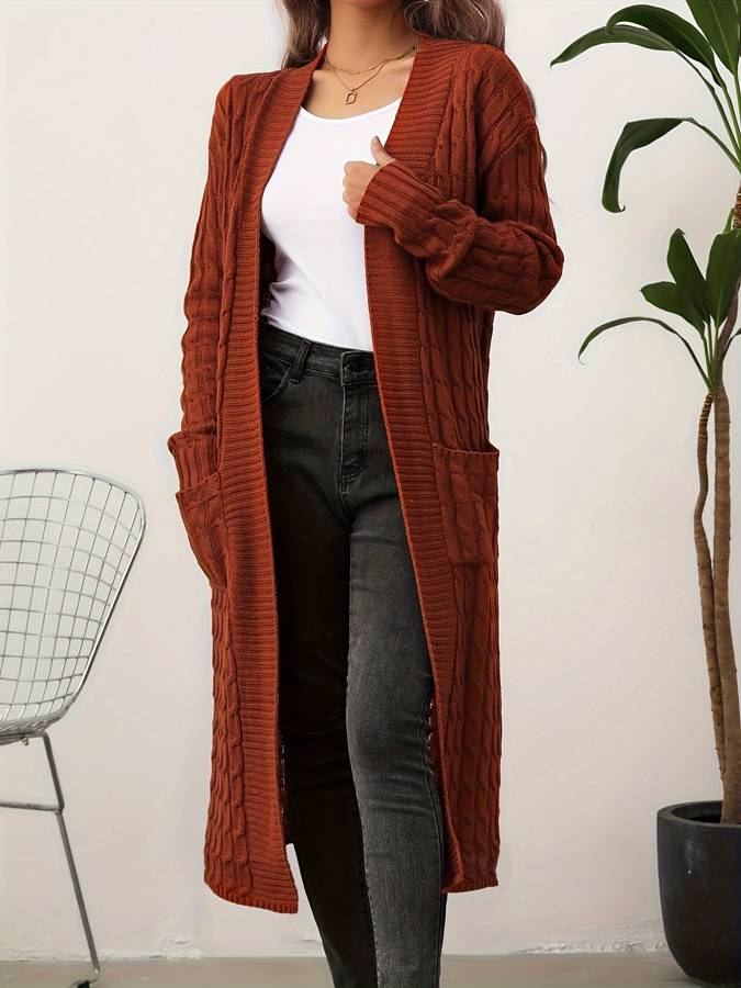 Jade - Bruine lange cardigan