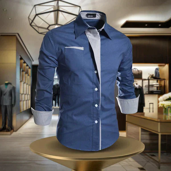 Joris | Elegant ademend overhemd voor heren van puur katoen met contrasterende details