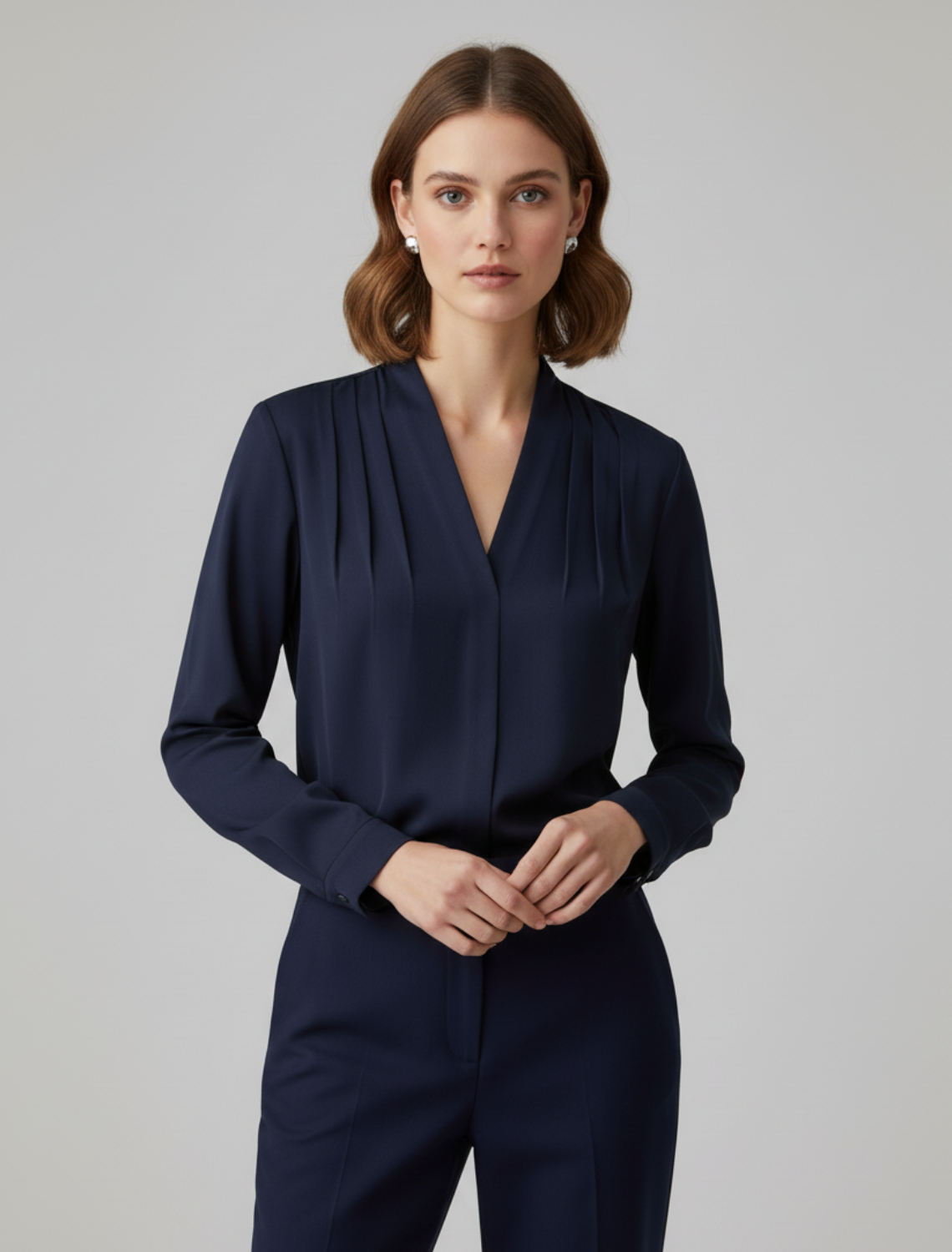 Fleur - Satijnen blouse met pofmouwen dames
