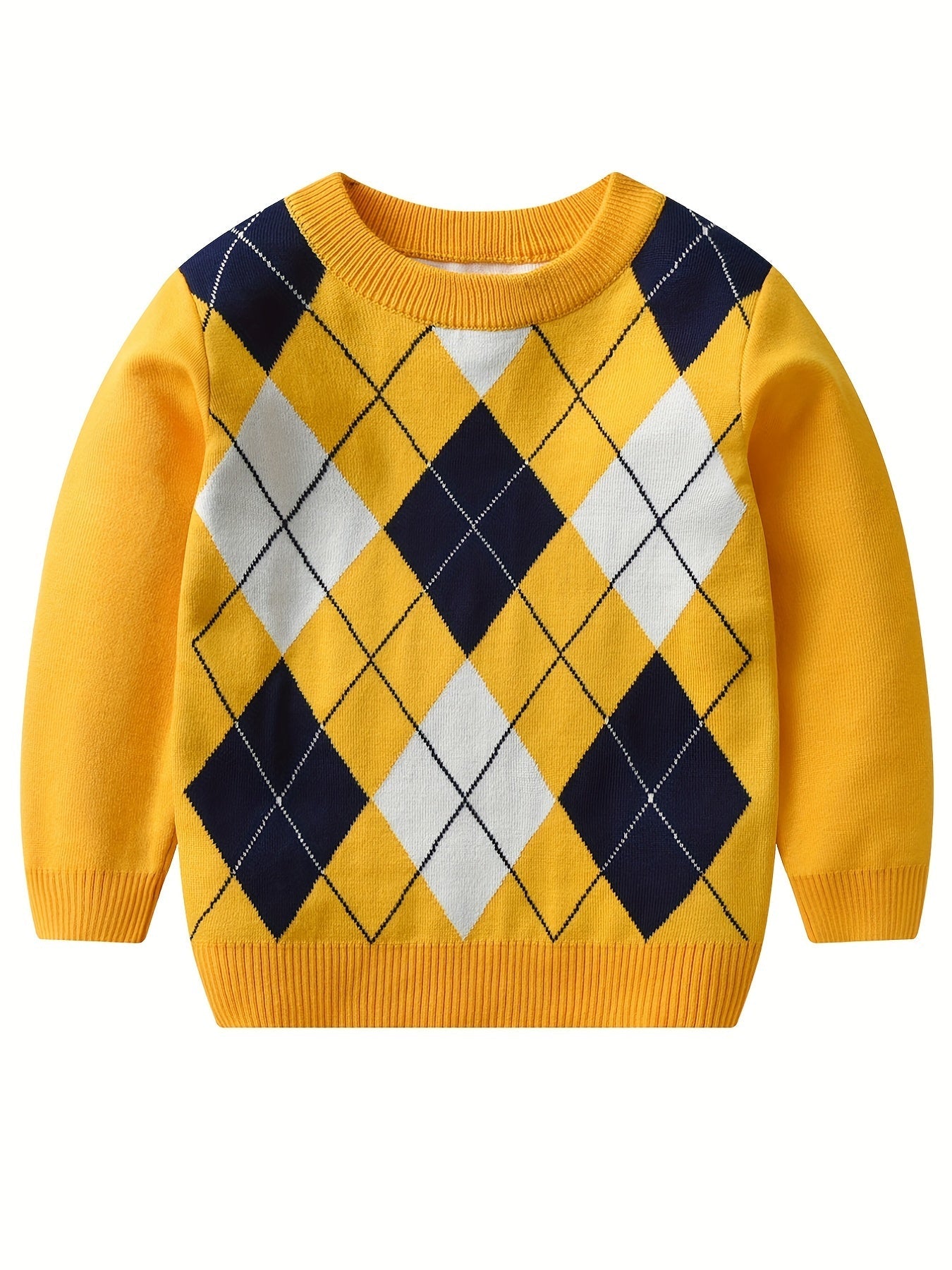 Jongens lange mouwen gebreide sweater met argyle patroon