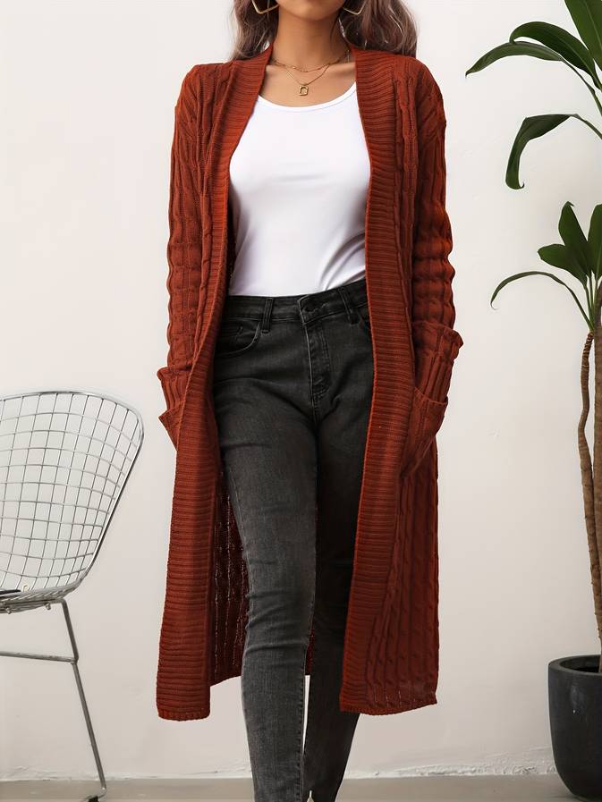 Jade - Bruine lange cardigan