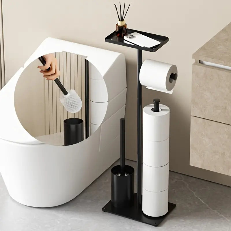 Toiletrolhouder SpaceSaver - Inclusief Borstel, Ruimtebesparend Ontwerp