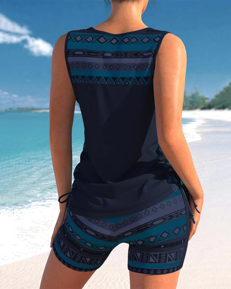 Lena - Tankini met geometrische print en V-halslijn