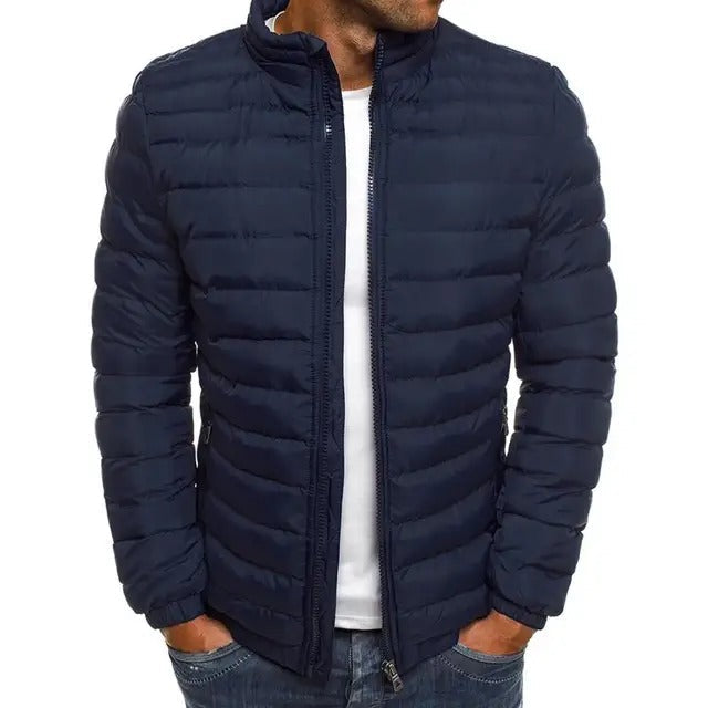 Leonard | Lichtgewicht gewatteerd herfstjack van polyester voor heren met casual doorgestikt design