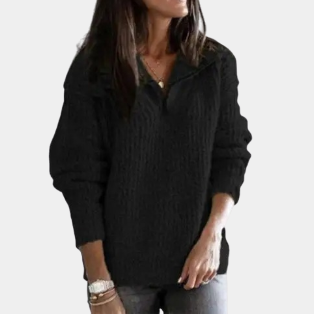 Adrianna | Zachte ademende herfsttrui voor dames met halve rits en elegante afwerking