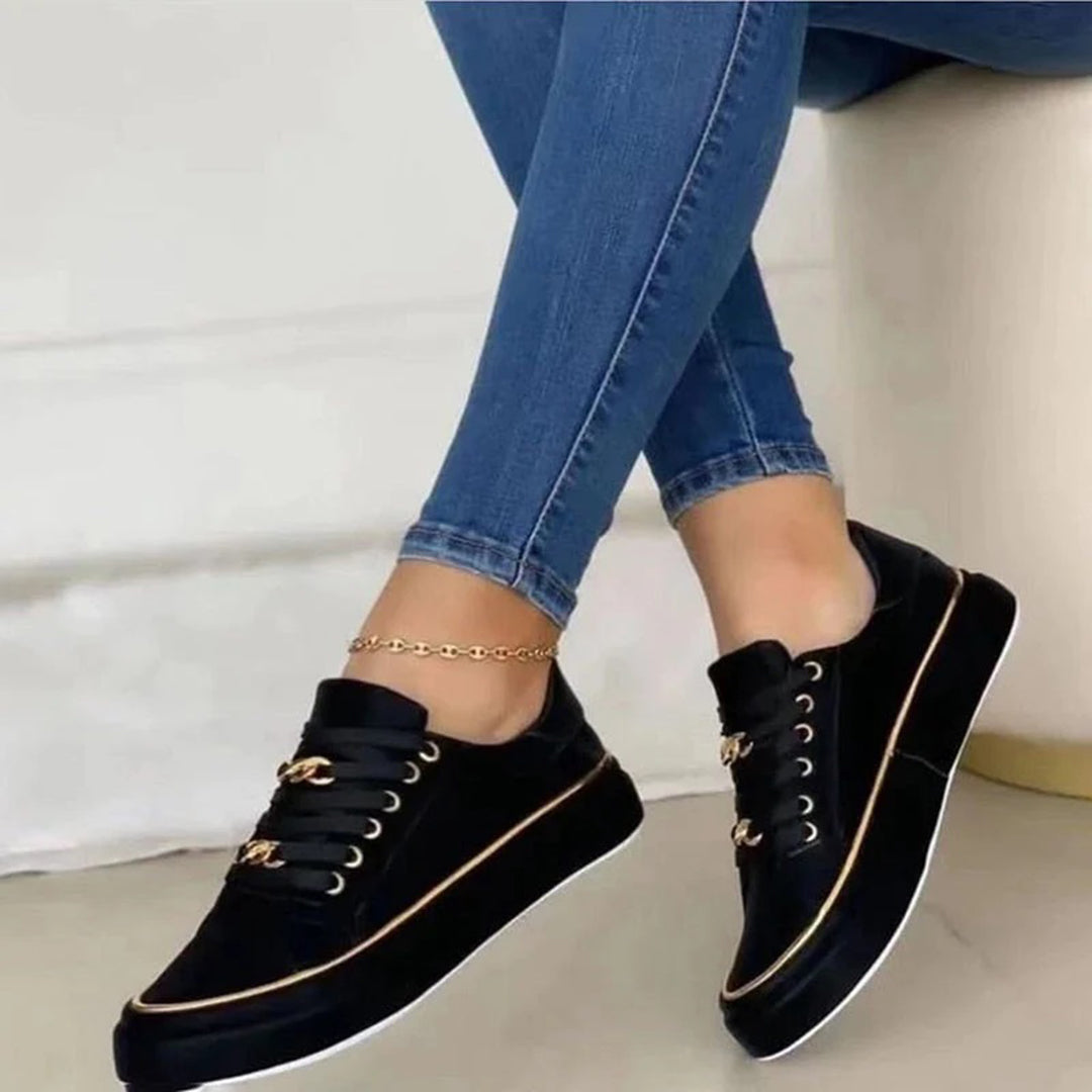Federica | Elegante lichtgewicht PU leer herfst sneakers voor dames met gouden accenten