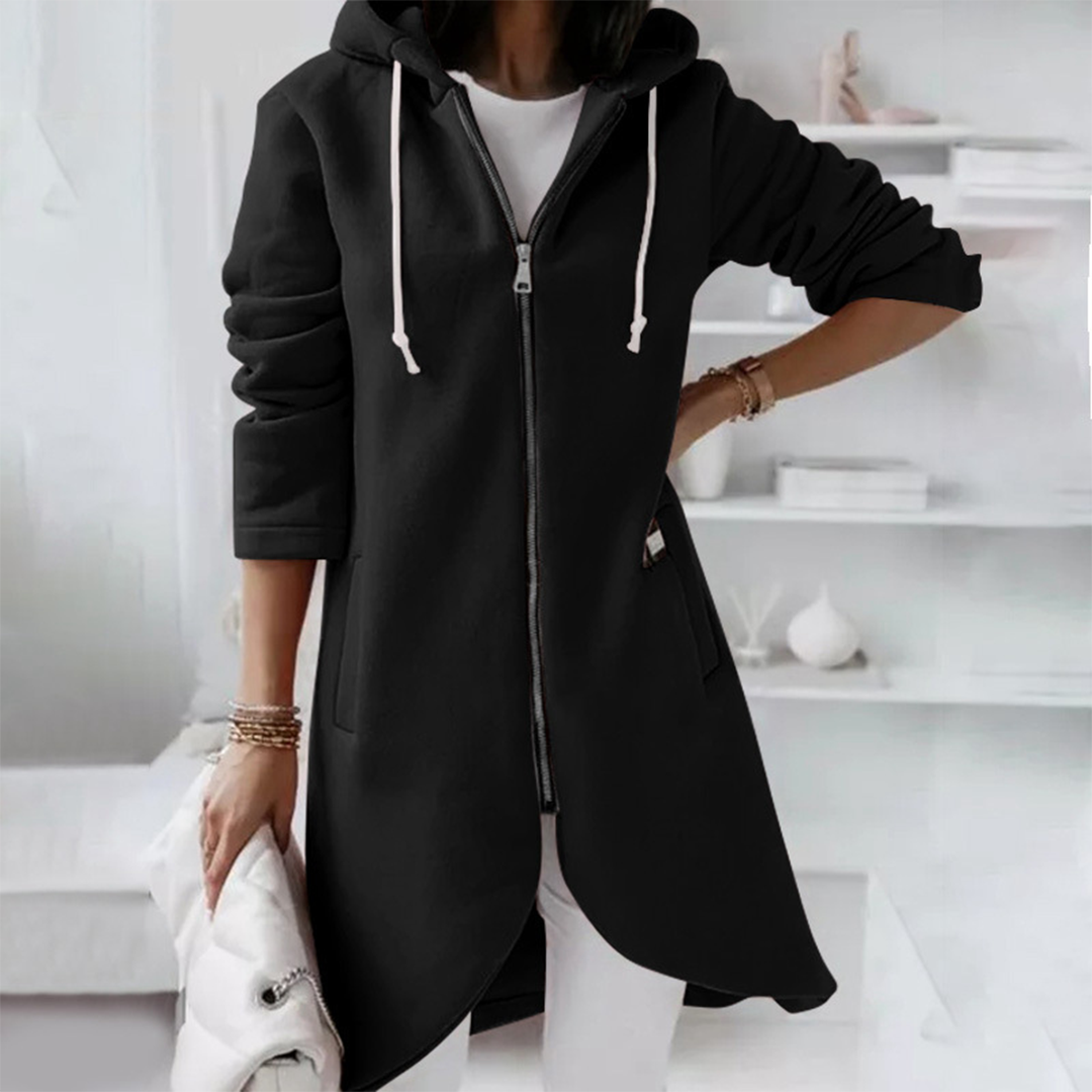 Jemma | Elegant comfortabel polyester herfstvest voor dames met capuchon en lange ritssluiting
