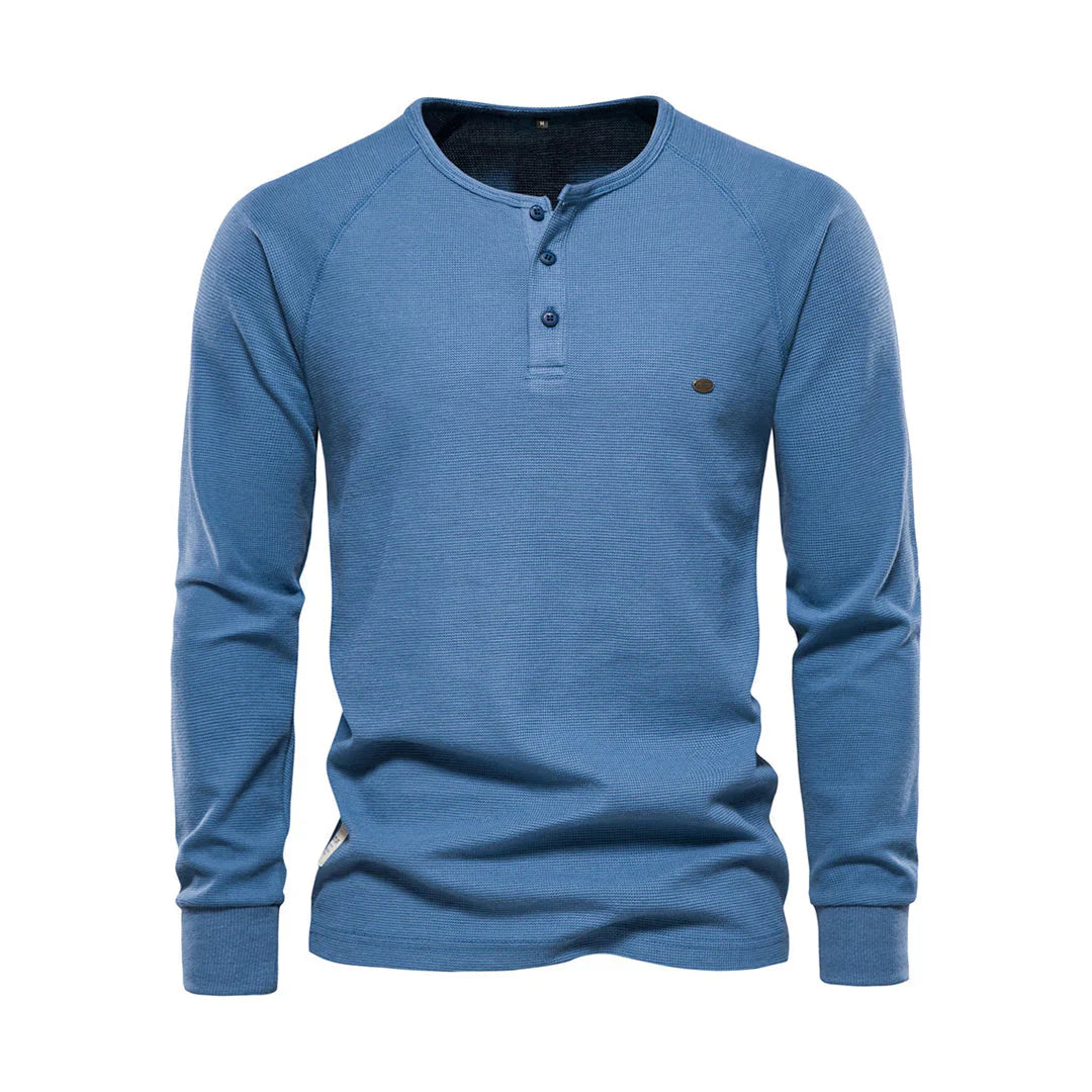 Emiliano | Lichtgewicht ademende katoenen shirt voor heren met casual knoophals