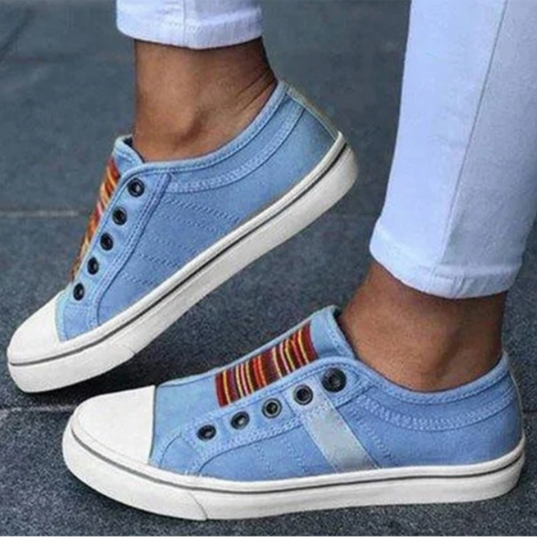 Audrey | Lichtgewicht ademend canvas herfst slip-on sneakers voor dames met comfortabele antislipzool