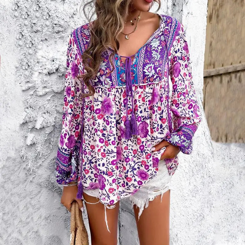 MonLu - Vintage blouse met lange mouwen