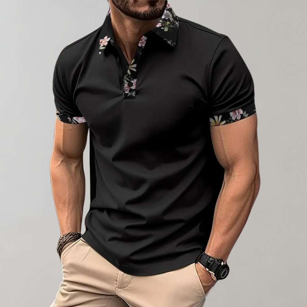 Sven - Herenpoloshirt met Bloemenprint