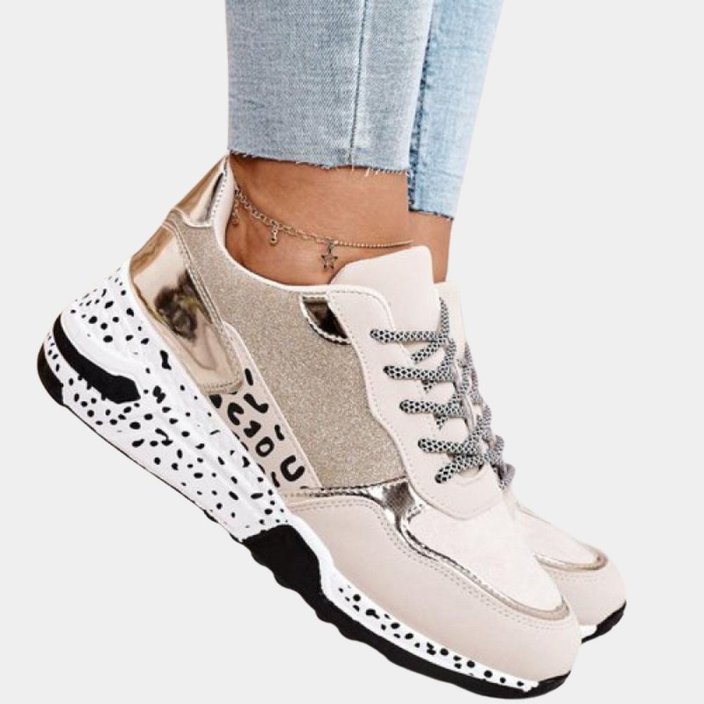 Noor | Stijlvolle dempende herfst damessneakers met mixmaterialen en opvallende zooldetails