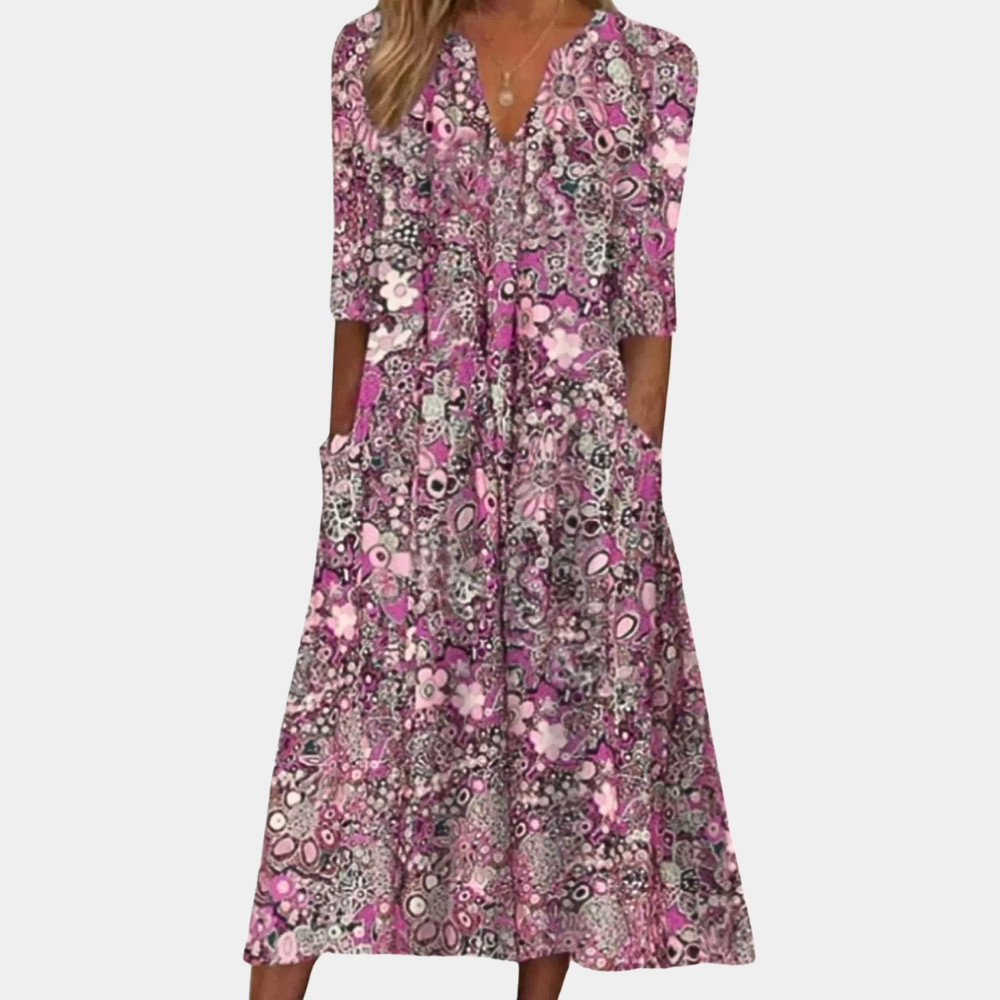 Gebloemde zomerjurk met elegante pasvorm en luchtige stof