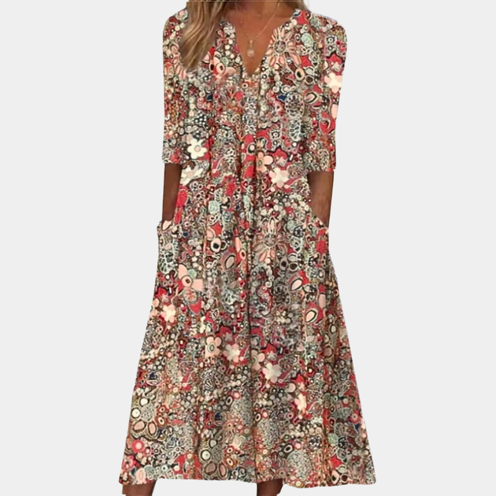 Gebloemde zomerjurk met elegante pasvorm en luchtige stof