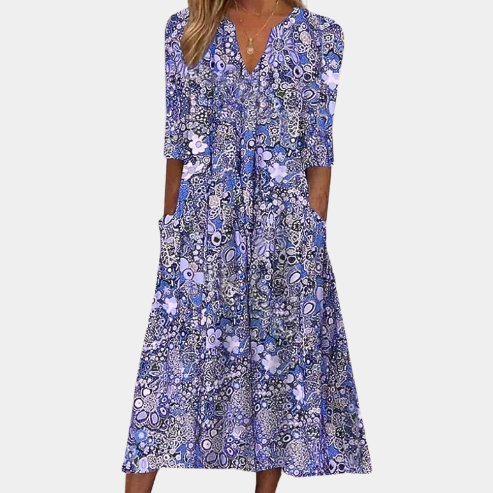 Gebloemde zomerjurk met elegante pasvorm en luchtige stof