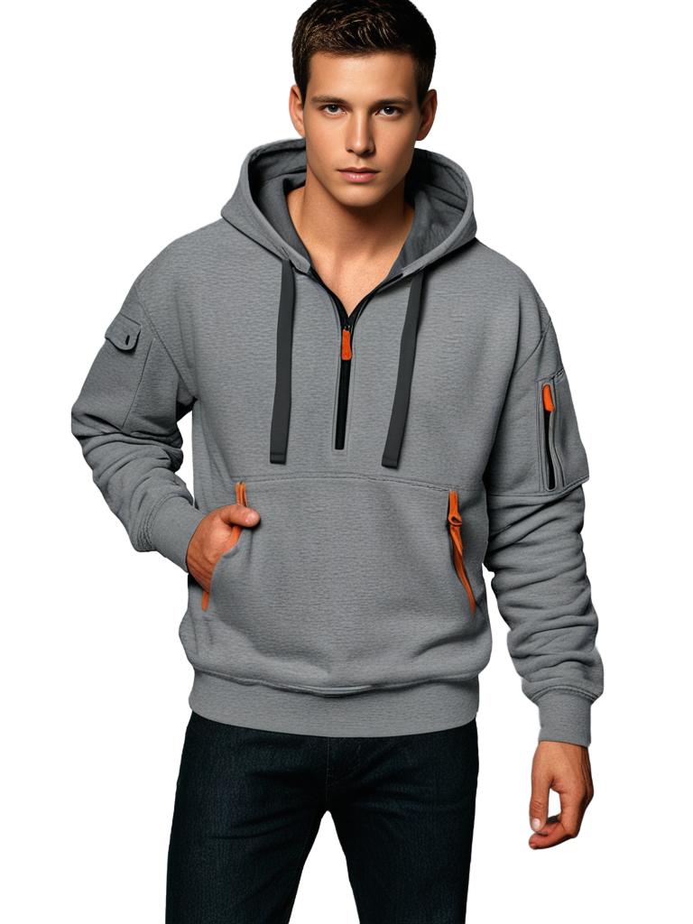 Calin | Ademende duurzame katoenmix herfst hoodie voor heren met utility design
