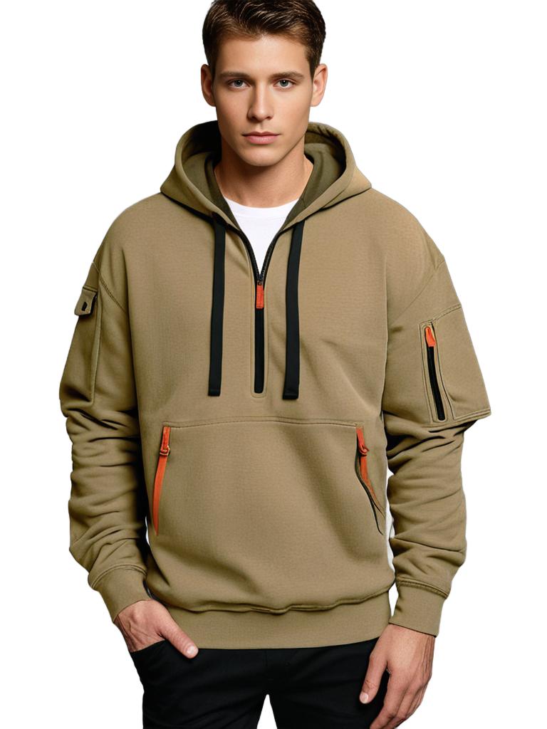 Calin | Ademende duurzame katoenmix herfst hoodie voor heren met utility design