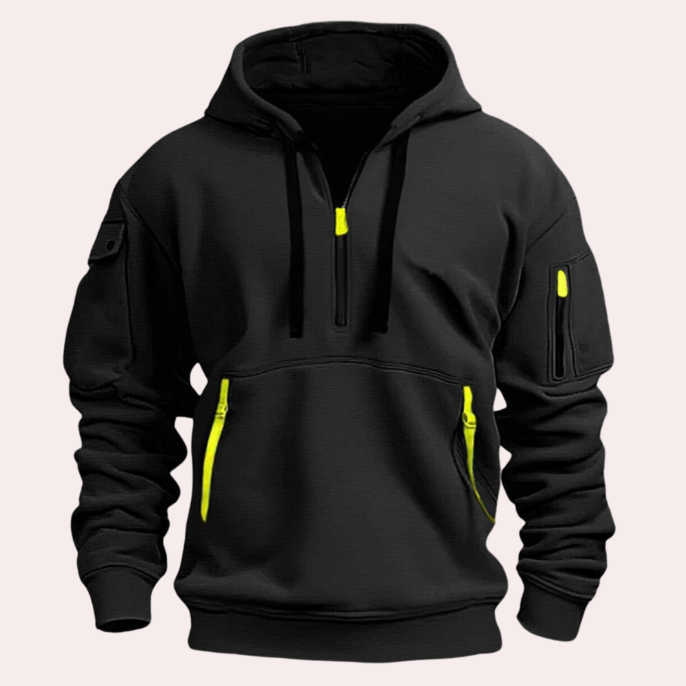 Calin | Ademende duurzame katoenmix herfst hoodie voor heren met utility design