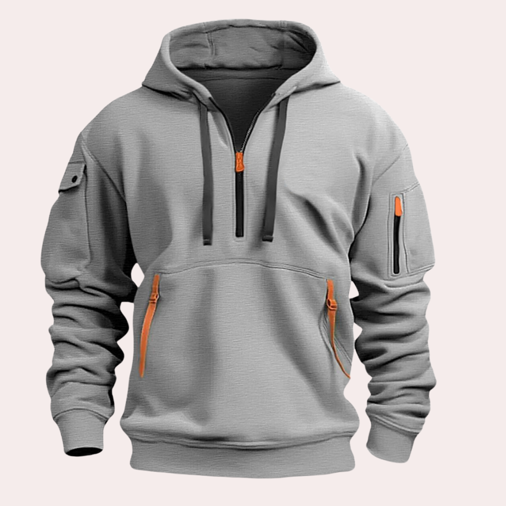 Calin | Ademende duurzame katoenmix herfst hoodie voor heren met utility design