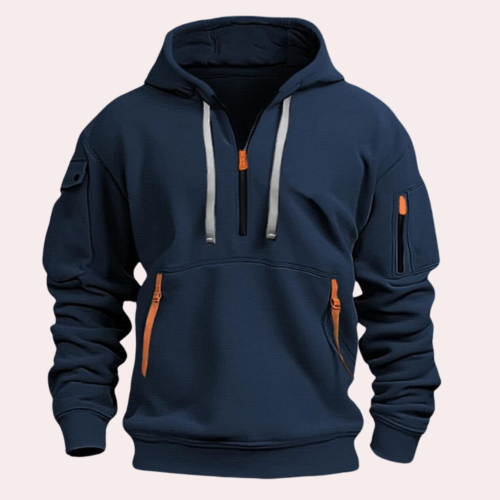 Calin | Ademende duurzame katoenmix herfst hoodie voor heren met utility design