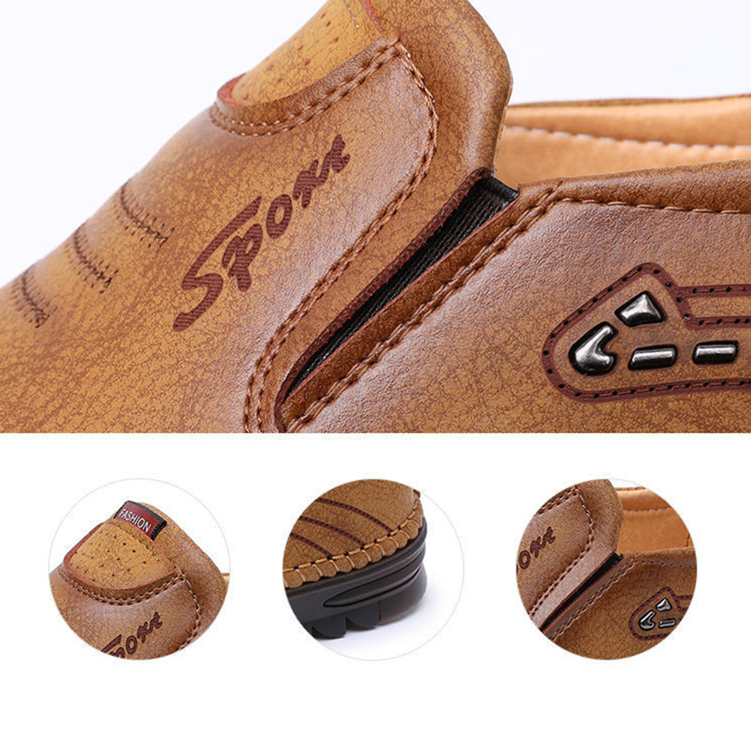 Sebastian | Zachte ademende PU loafers voor heren met handgestikte details