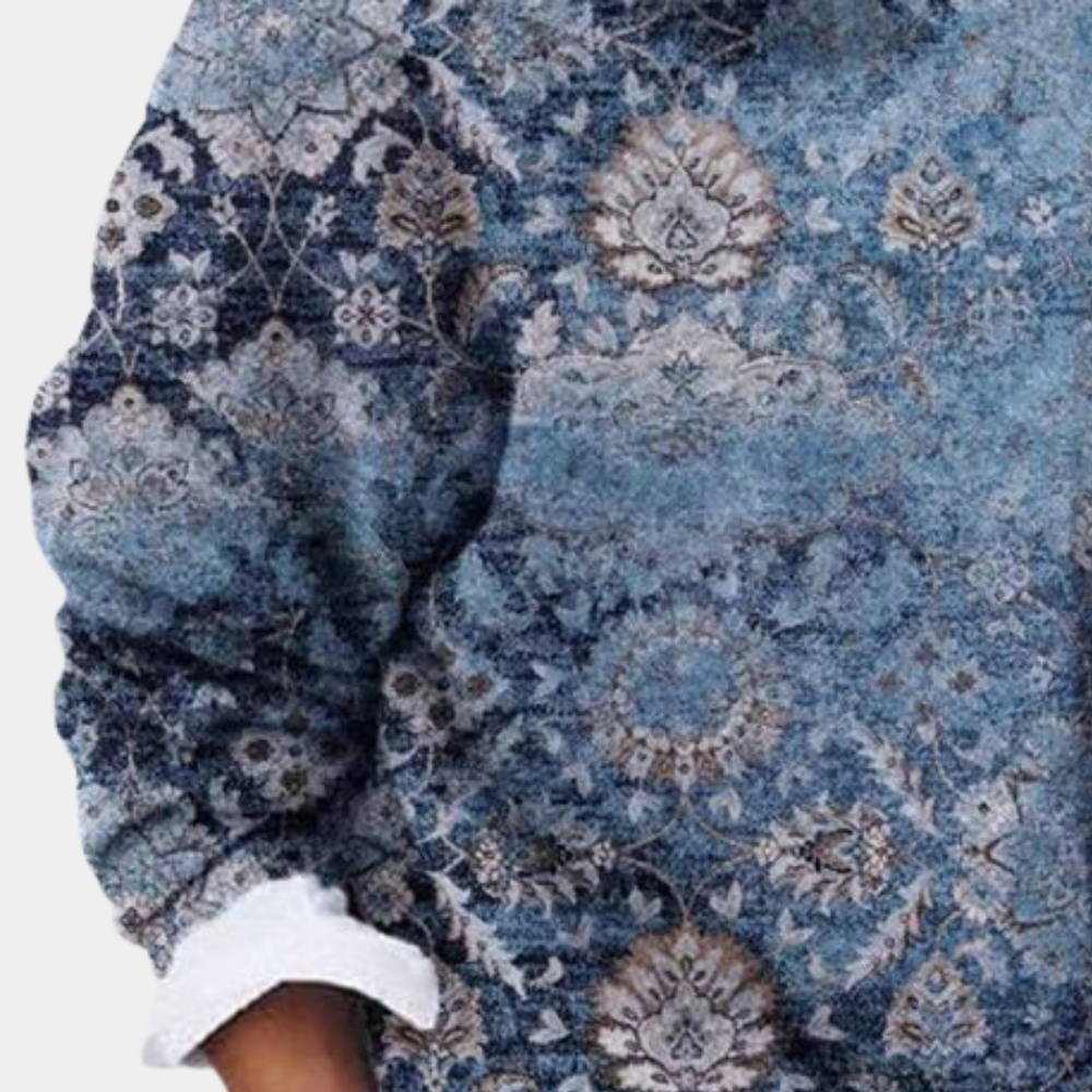Maëlle | Dames herfsttrui met etnische print en ronde hals