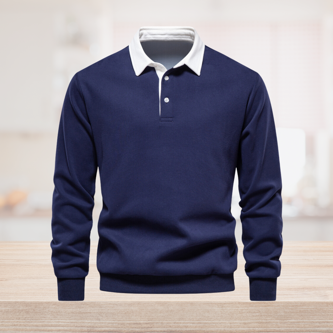 Lars | Elegant ademend herfstvoor heren van premium katoenmix met klassieke polokraag