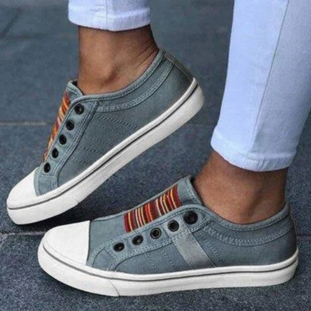 Audrey | Lichtgewicht ademend canvas herfst slip-on sneakers voor dames met comfortabele antislipzool