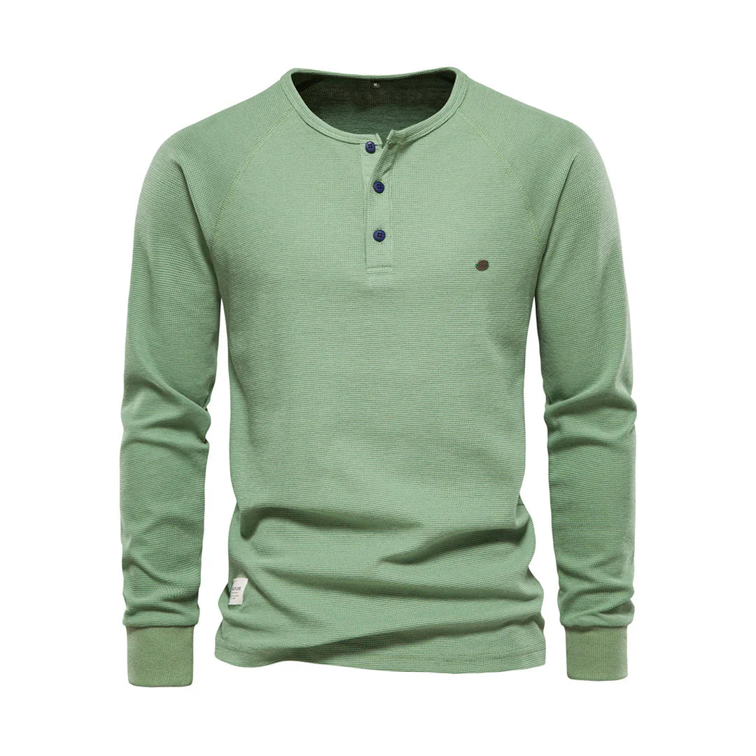 Emiliano | Lichtgewicht ademende katoenen shirt voor heren met casual knoophals