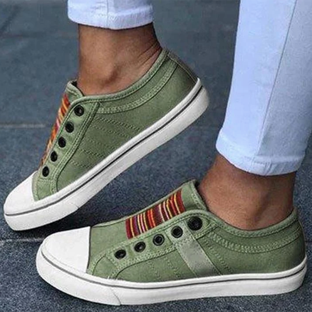 Audrey | Lichtgewicht ademend canvas herfst slip-on sneakers voor dames met comfortabele antislipzool