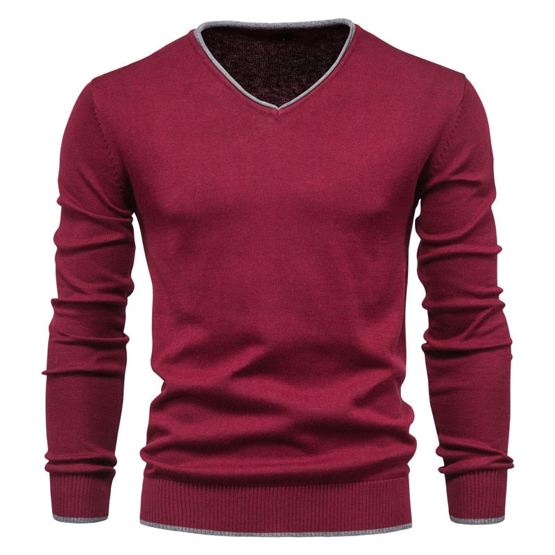 Matthias Trui - Slim Fit Sweater met Klassieke V-Hals