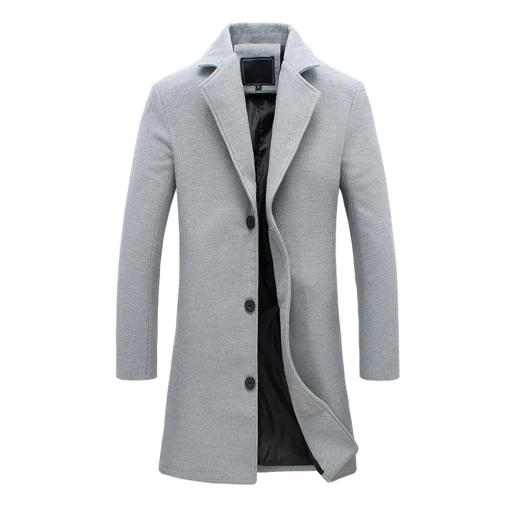 Vincent | Warme lange herfstjas van wolmix voor heren met elegante getailleerde pasvorm
