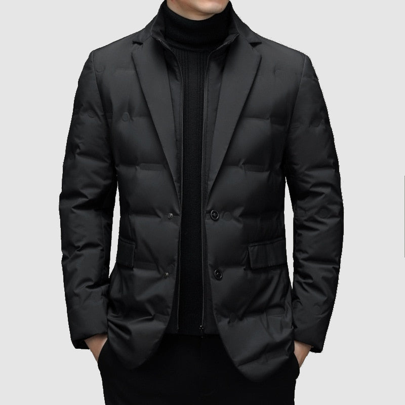 Frederik | Gevoerde elegante polyester herftherenjasje met getailleerd design