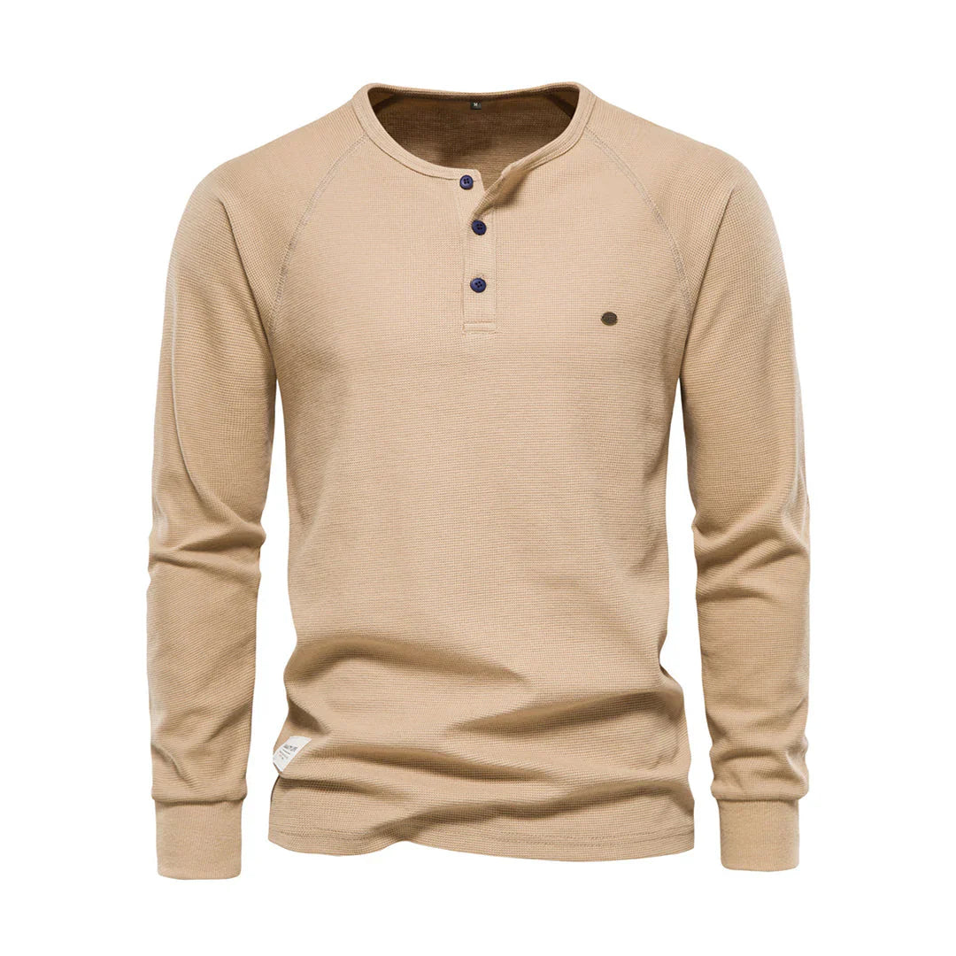 Emiliano | Lichtgewicht ademende katoenen shirt voor heren met casual knoophals