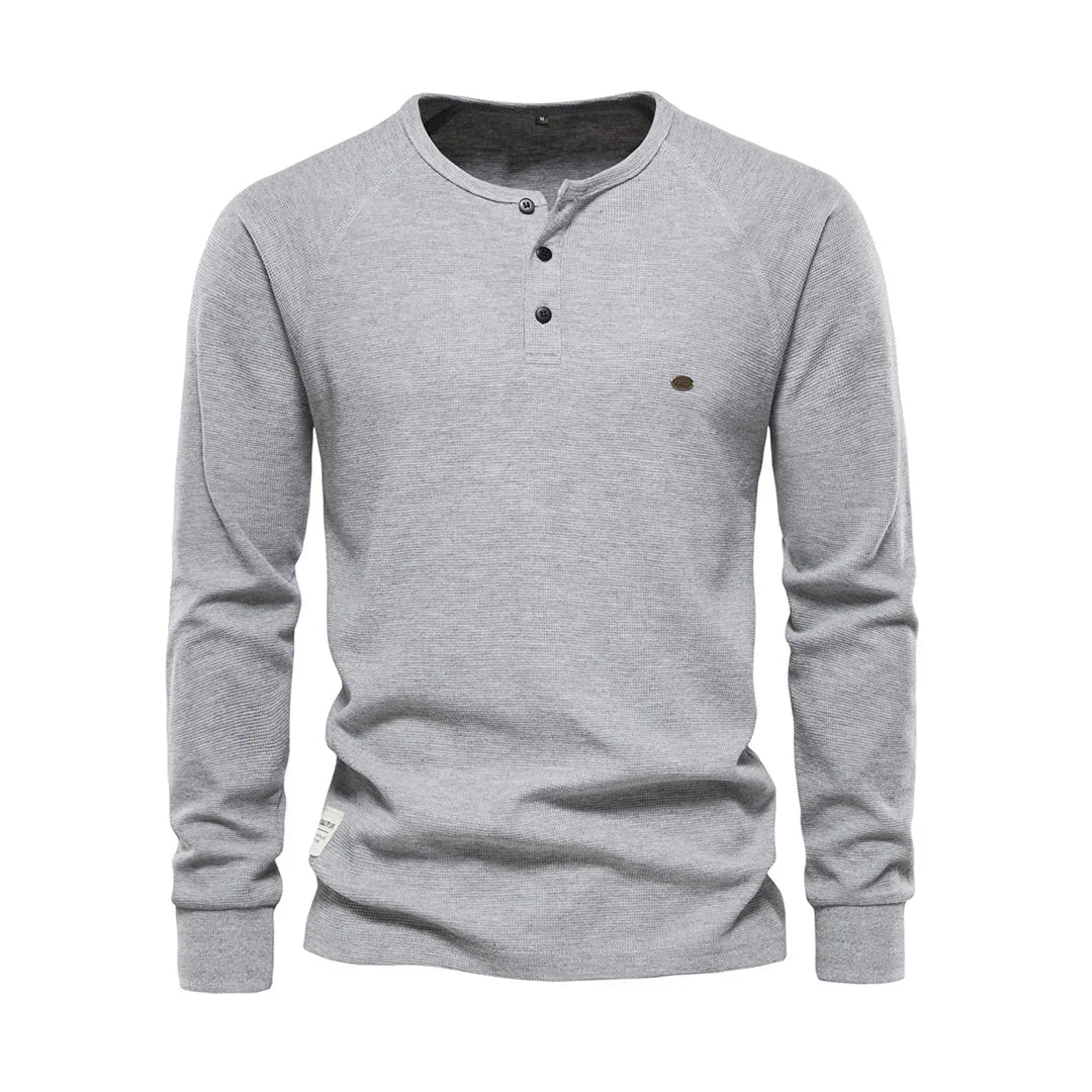 Emiliano | Lichtgewicht ademende katoenen shirt voor heren met casual knoophals