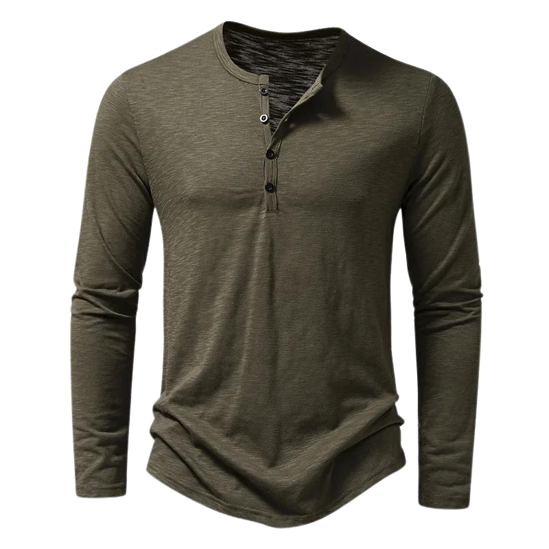 Milan | Zacht ademend shirt met lange mouwen voor heren van premium materiaal met stijlvolle knoopsluiting