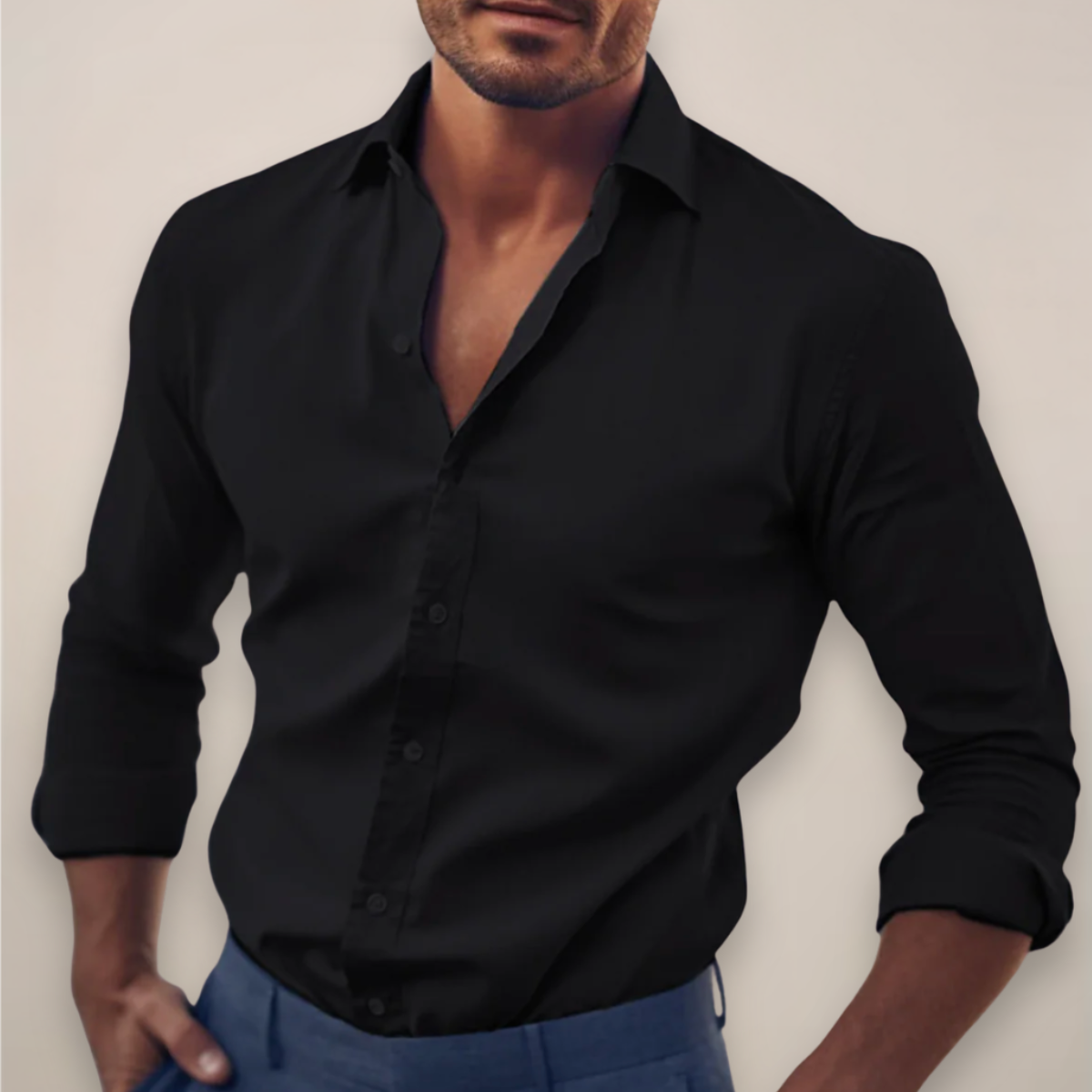 Wouter - Overhemd met lange mouwen in effen kleuren heren