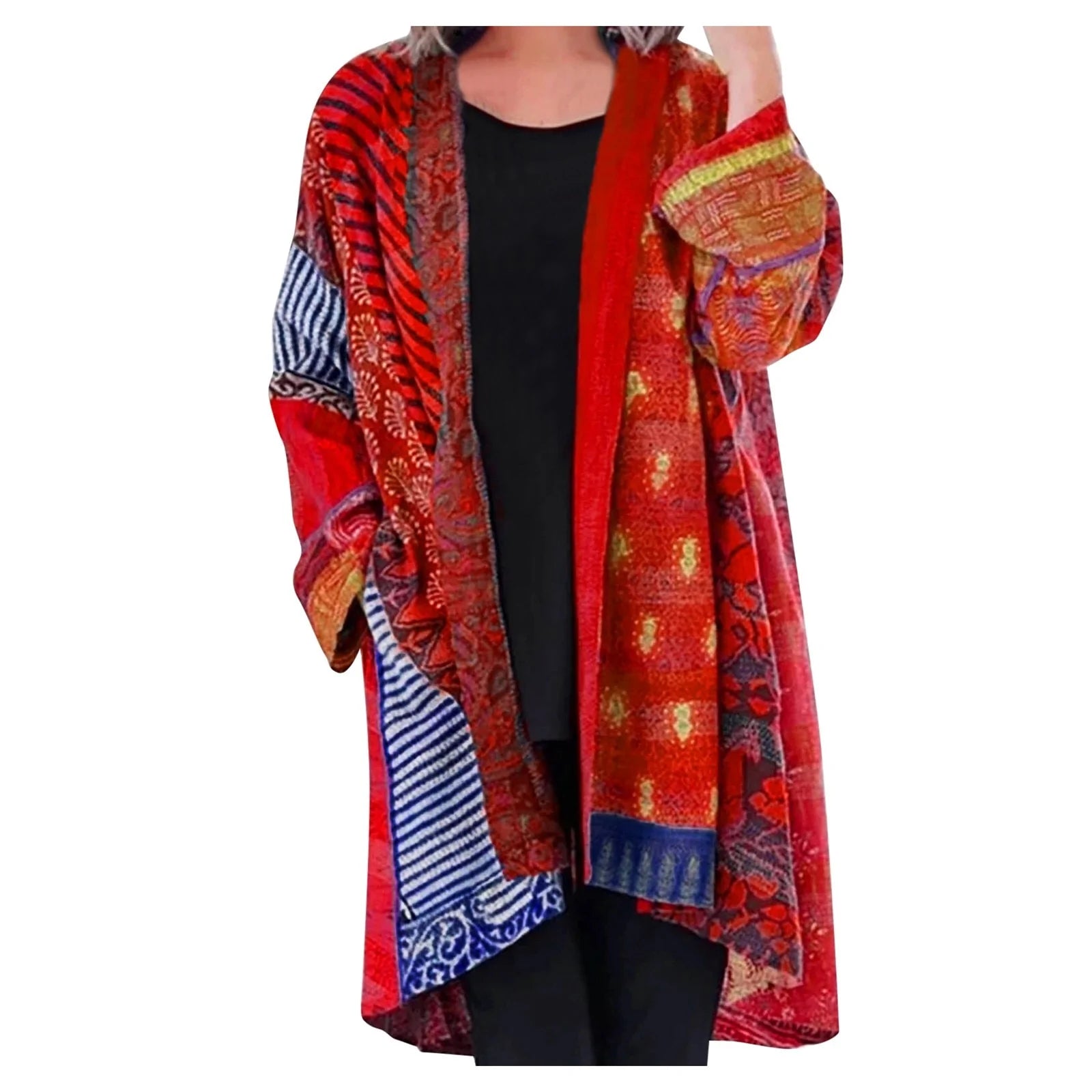 Noa | Zachte ademende katoenmix herfsttrui voor dames met vintage patchworklook